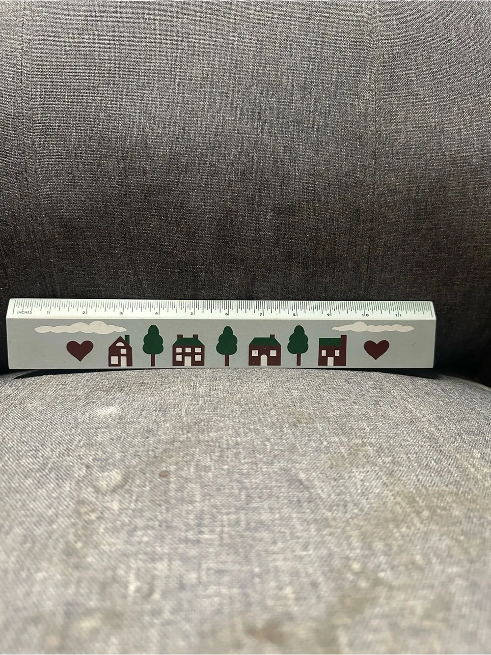 Decorative Wooden Ruler with House & Tree Motif